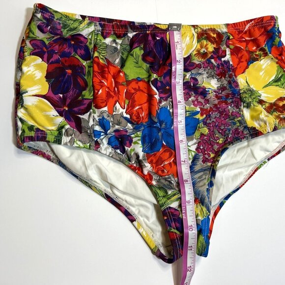 Anthropologie Allihop Seamed High-Waisted Floral Swim Bottoms S Beach Summer - Picture 8 of 8
